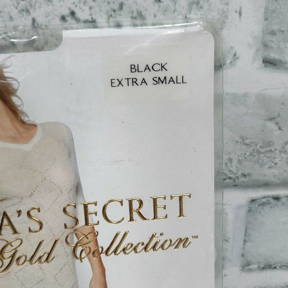 Victorias Secret XS Signature Gold Collection BLK Sheer Seduction Stockings NOS - Picture 2 of 6